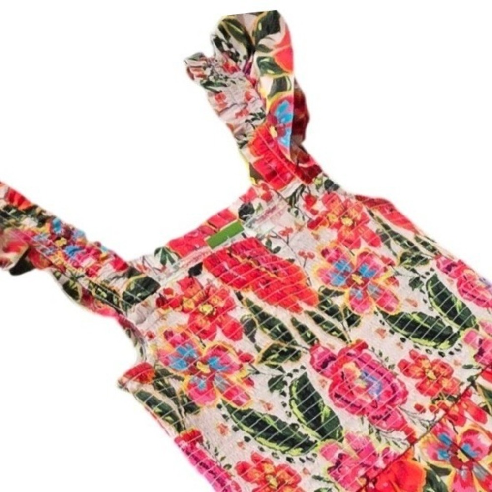 LEOTA Womens Ivanna ruffled strap Midi Maxi tiered poplin sun dress shirred top - Picture 3 of 4